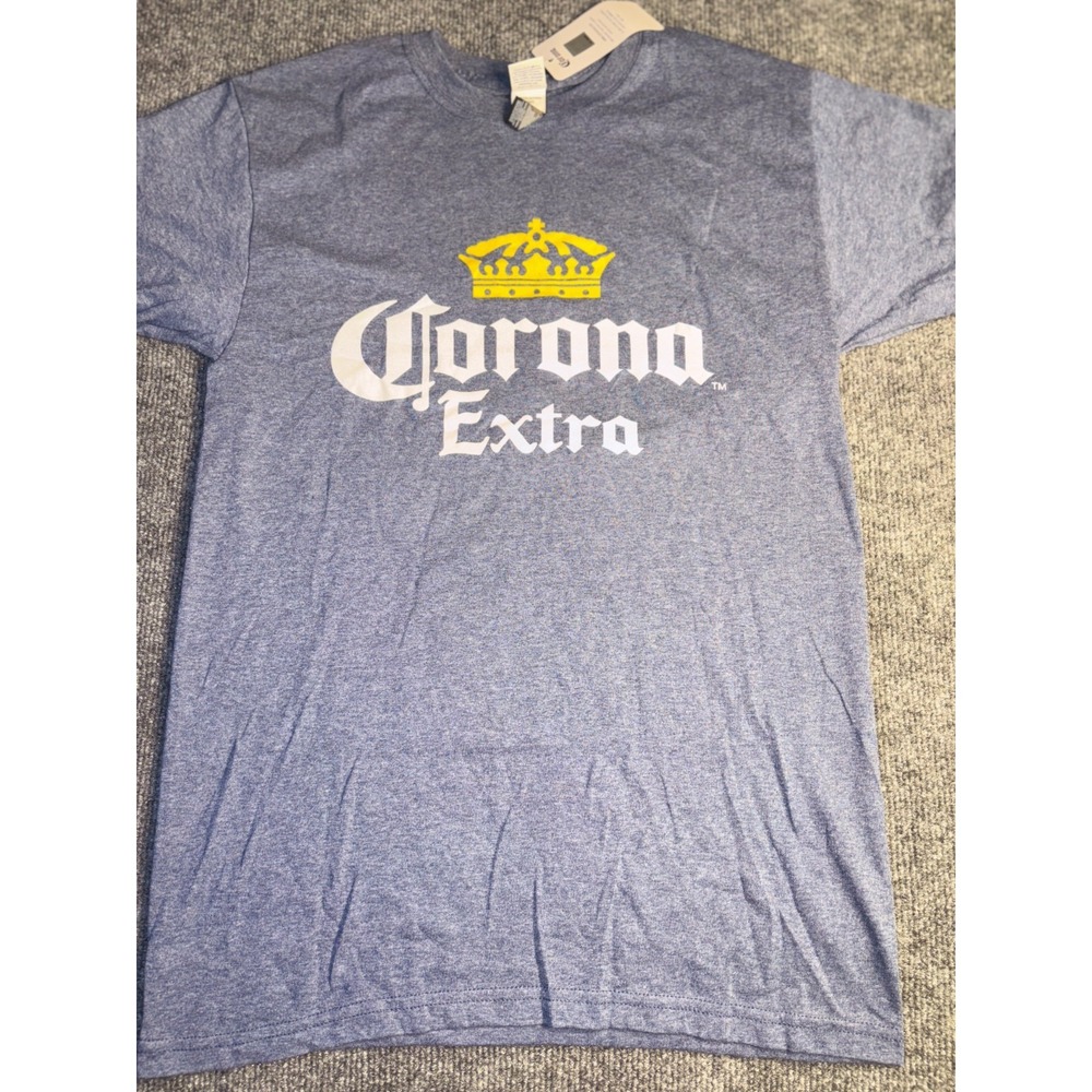 Corona Extra T-Shirt Men Small Blue Graphic Logo Short Sleeve Crew Neck Pullover